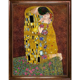 Gustav Klimt The Kiss (Full View) Hand painted Framed Canvas Art
