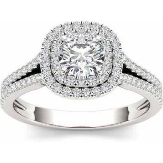 Imperial 1 1/10 Carat T.W. Diamond Split Shank Double Halo 14kt White Gold Engagement Ring