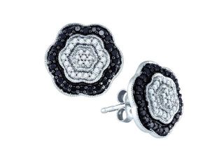 0.71 Carat Black Diamond Fashion Earrings in 10k White Gold