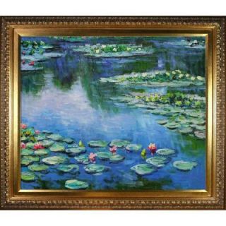 20 in. x 24 in. Water Lilies Hand Painted Classic Artwork MON1239 FR 7870G20X24