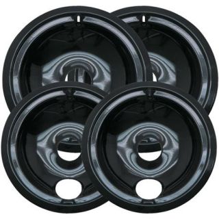 Range Kleen 4 Piece Drip Bowl, Style B fits Plug In Electric Ranges GE/Hotpoint/Most Kenmore/RCA, Black Porcelain,