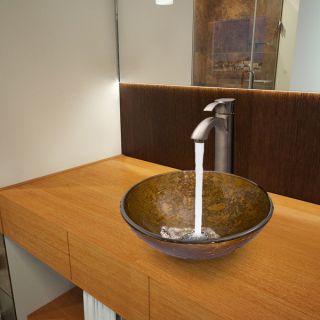 VIGO Textured Copper Glass Vessel Sink and Otis Brushed Nickel Faucet