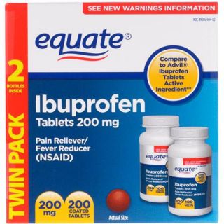 Equate Ibuprofen Tablets, 200mg   2x 100ct