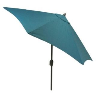 Hampton Bay 9 ft. Aluminum Patio Market Umbrella in Teal Solid 9900 01223300