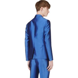 Alexander McQueen Blue Silk Blend Blazer