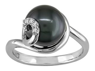 9 10mm Tahitian Pearl and Diamond Accent Ring in Silver, I J, I2 I3
