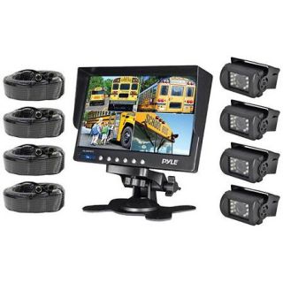 Pyle PLCMTR74 Weatherproof Backup Camera System with 7" LCD Color Monitor and 4 IR Night Vision Cameras