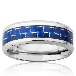Stainless Steel Blue Carbon Fiber Inlay Ring   12108999  