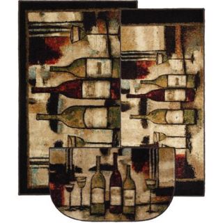 Mohawk Wine and Glasses 3 Piece Printed Kitchen Rug Set
