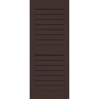 Home Fashion Technologies Plantation 14 in. x 53 in. Solid Wood Louvered Exterior Shutters Behr Bitter Chocolate DISCONTINUED 1401453790