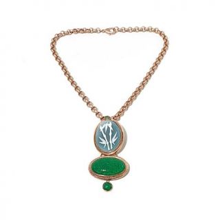 Statements by Amy Kahn Russell "Bamboo" Gemstone Bronze Pin/Pendant   7789627