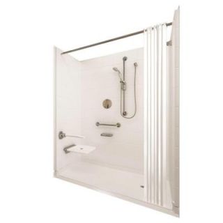 Ella Elite Brilliant 37 in. x 60 in. x 77 1/2 in. 5 piece Barrier Free Roll In Shower System in White with Right Drain 6036 BF 5P 1.0 R WH ELB