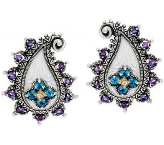 Barbara Bixby Sterling & 18K Multi Gemstone Paisley Earrings —