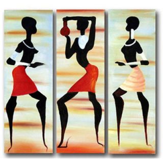 White Walls African Trio 3 Piece Original Painting on Canvas Set