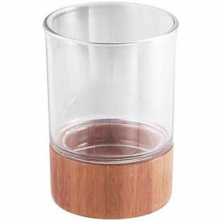 InterDesign Formbu Bath Collection, Tumbler Cup for Bathroom Vanity Countertops, Natural Bamboo/Clear