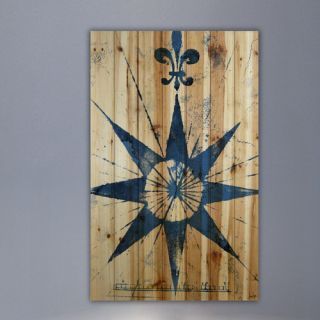 Vintage Compass Graphic Art on Wood Planks in Natural by Marmont Hill