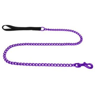 Platinum Pets 2 mm No Bite Coated Steel Dog Leash with Black Nylon Handle in Purple NL2MMPUR