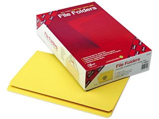 Smead 17910 File Folders, Straight Cut, Reinforced Top Tab, Legal, Yellow, 100/Box