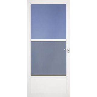 LARSON Southport White Mid View Tempered Glass Aluminum Standard Half Screen Storm Door (Common 34 in x 80 in; Actual 33.75 in x 79.75 in)