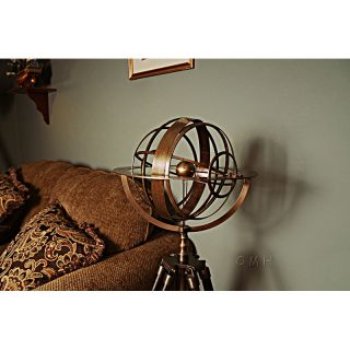 Old Modern Handicrafts Decorative Brass Armillary Globe with Wood