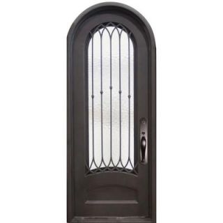 Iron Doors Unlimited 40 in. x 97.5 in. Concord Classic 3/4 Lite Painted Oil Rubbed Bronze Wrought Iron Prehung Front Door IC4097LRLW