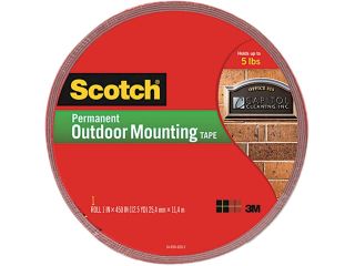 Scotch 4011 LONG Exterior Weather Resistant Double Sided Tape, 1 x 450, Gray w/Red Liner