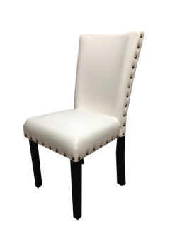 Creamy White Leatherette Parson Dining Chairs (Set of 2)  