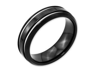 Titanium Black Plated Grooved 7mm Band