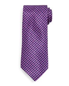 Stefano Ricci Basketweave Pattern Silk Tie, Purple/Navy