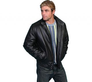 Mens Scully Zip Front Leather Jacket 977 Long   Black Grain Calf