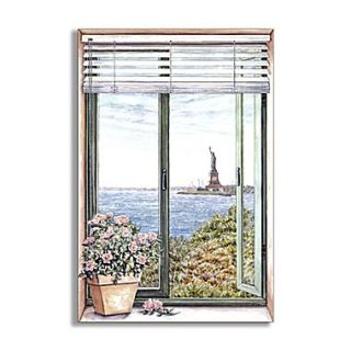 Stupell Industries Statue of Liberty Faux Window Scene Wall Plaque