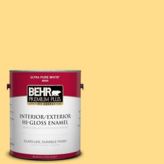BEHR Premium Plus 1 gal. #330B 5 Yellow Corn Hi Gloss Enamel Interior/Exterior Paint 840001