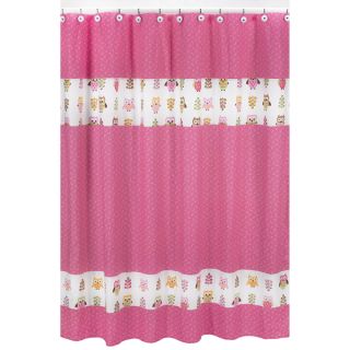 Sweet Jojo Designs Pink Happy Owl Kids Shower Curtain