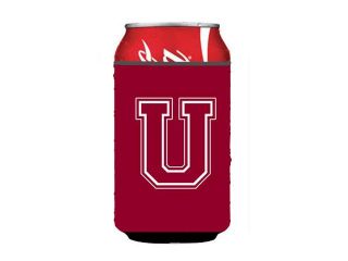 Letter U Initial Monogram   Maroon and White Can or Bottle Beverage Insulator Hugger