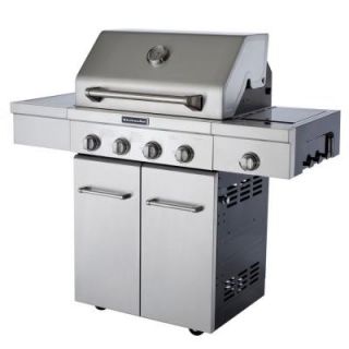 KitchenAid 4 Burner Propane Gas Grill with Side Burner in Stainless Steel with Grill Cover 720 0745B