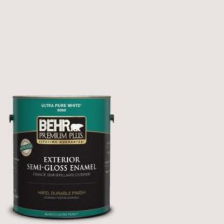 BEHR Premium Plus 1 gal. #PR W8 Ambience White Semi Gloss Enamel Exterior Paint 505001