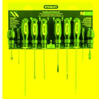 Stanley Tools 10 Piece Standard Fluted Screwdriver Set, Phillips/Slotted