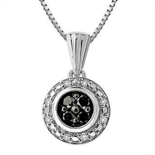 Sterling Silver 1/6ct TDW Black and White Diamond Circle Necklace (H I, I1 I2)