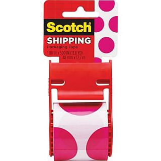Scotch Decorative Shipping Packing Tape, Pink Polka Dots, 1.88 x 13.8 Yd.