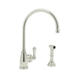 Rohl Perrin and Rowe Single Handle Standard Kitchen Faucet with Side Sprayer in Polished Nickel U.4702PN 2