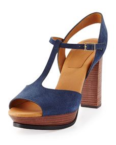 See by Chloe Alex Platform T Strap Sandal, Navy