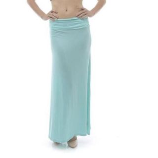 eForCity Women's Solid Stretch Fitted Maxi Skirt Large Size (L)   Mint
