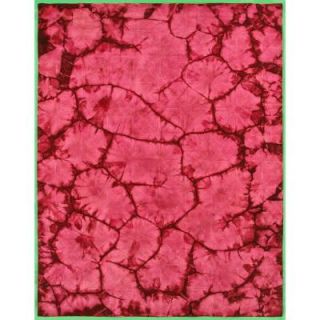 LR Resources Tiedy Red 7 ft. 9 in. x 9 ft. 9 in. Plush Indoor Area Rug TIEDY03112RED80A0