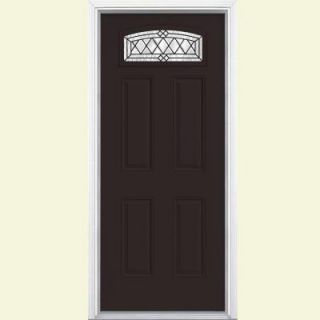 Masonite 36 in. x 80 in. Halifax Camber Fanlite Painted Smooth Fiberglass Prehung Front Door with Brickmold 41717