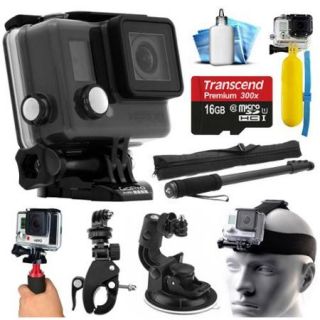 GoPro HERO+ Camera Camcorder (CHDHC 101) with Action Sports Bundle includes 16GB Card + Selfie Stick Monopod + Floating Bobber + Stabilizer Grip + Car Mount + Head Strap + Dust Cleaning Kit + More