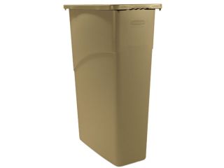 Rubbermaid Commercial 354000BG Slim Jim Waste Container, Rectangular, Plastic, 23 gal, Beige