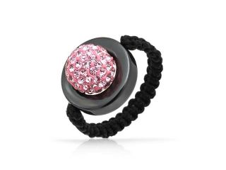 Bling Jewelry Shamballa Inspired Pink Disco Ball Ring Macrame 10mm