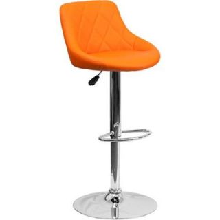 Diamond tufted Upholstered Contemporary Bar Stool Orange