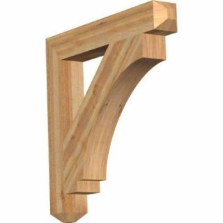 Ekena Millwork 4 in. x 28 in. x 28 in. Western Red Cedar Imperial Craftsman Rough Sawn Bracket BKT04X28X28IMP04RWR