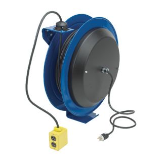 Coxreels PC Series Power Cord Reel — 50ft., 16/3 Gauge Cord with Fluorescent Angle Light, Model# PC13-5012-B  Cord Reels